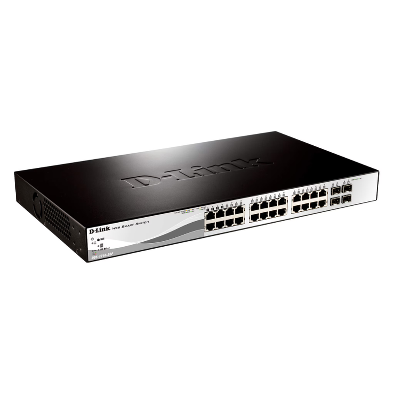 DGS-1210-28P | 28-Port Gigabit Smart PoE Switch, 24×PoE+ Ports, 4×SFP Combo, 193W, L2+ Managed
